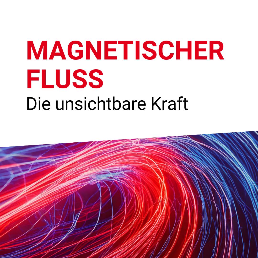 Eine Grafik für einen Glossarartikel. Auf der Grafik steht, dass es im Artikel darum geht, magnetischer Fluss zu erklären.