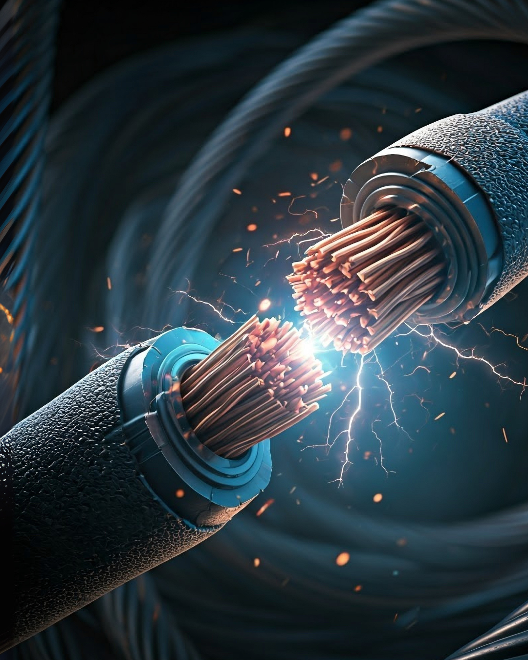 Das Innere eines Kabels zur Symbolisierung des Leiterquerschnitts